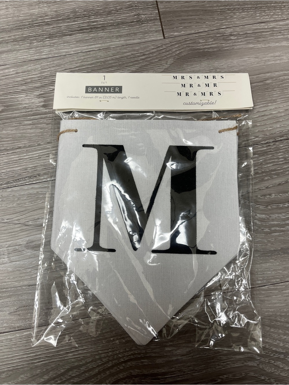 Customizable 'Mr & Mrs’ or Any Combination Banner Flag in White and Black